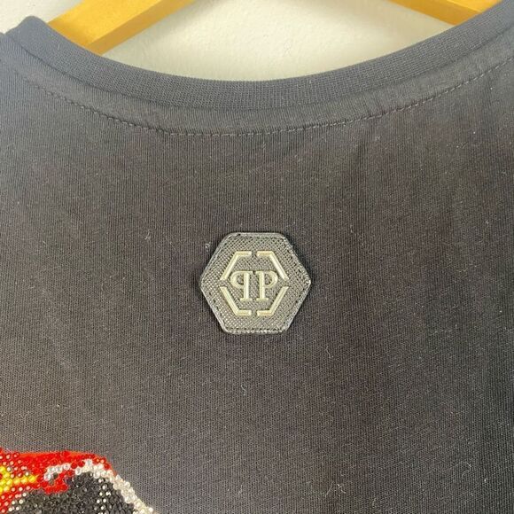 PHILLIP PLEIN ROUND NECK SS RHINESTONE GRAFFITI T-SHIRT - Picture 7 of 11